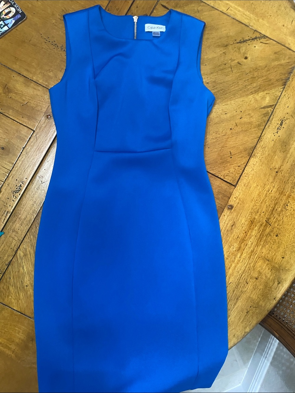 Calvin Klein Electric Blue Sleeveless Sheath Midi Dress